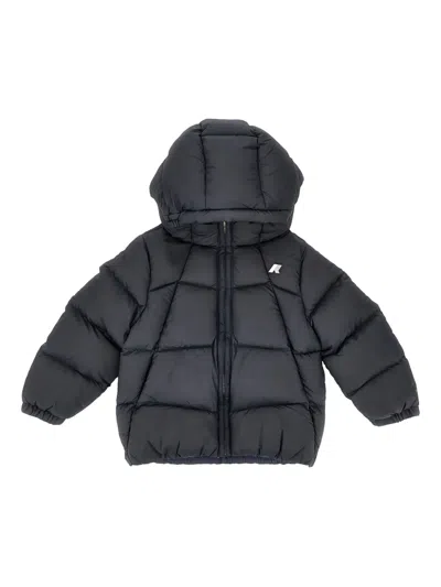 K-way Kids' Padded-design Hooded Jacket In Black