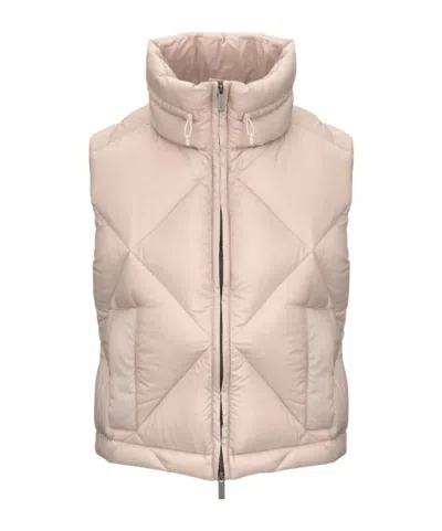 K-way Pink Orange Women's Lightweight Quilted City Vest With Down Insulation In Neutral