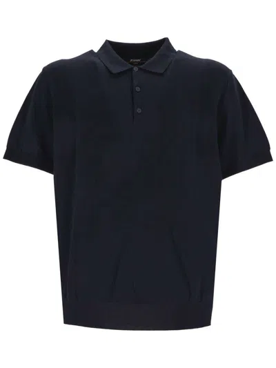 K-way Pleyne Knitted Cotton Polo Shirt In Blue