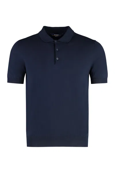 K-way Pleyne Knitted Cotton Polo Shirt In Blue