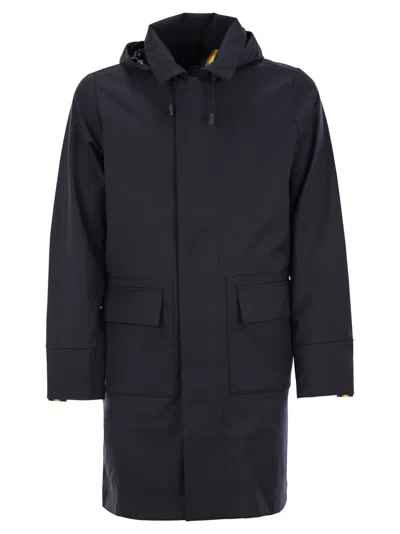 K-way Poirol Tech Wool Blend Coat In Blue