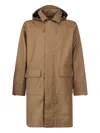 K-way Poirol Hooded Zip-front Raincoat In Brown