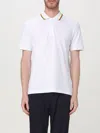 K-way K Way Stretch Pique Cotton Polo Shirt With Striped Collar In White