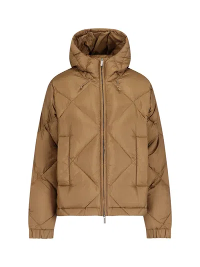 K-way Quill Super Light Hooded Down Jacket In Brown Corda