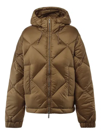 K-way Quilted Hooded Jacket In Brown
