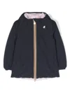 K-way Double Hooded Reversible Waterproof Lightweight Jacket In Blue