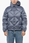 K-way Quilted Solid Color Down Jacket With Hood In Blue