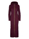K-way R&d Tech-padded Long Coat With Contrasting Full-zip Closure In Burgundy