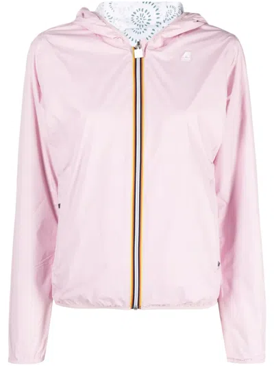 K-way R&d Logo-patch Zip-up Hoodie In Pink