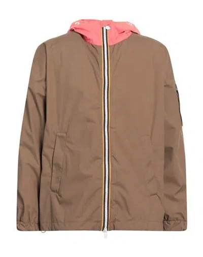 K-way R & D Man Jacket Camel Size L Polyamide In Beige