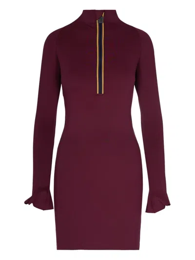 K-WAY R&D MINID RUFFLED-CUFFS ZIP MINI DRESS