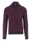 K-way Wool Blend Sweater With Zipper At The Neck In Burgundy