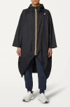K-way Rennes Waterproof Packable Rain Poncho In Black Pure