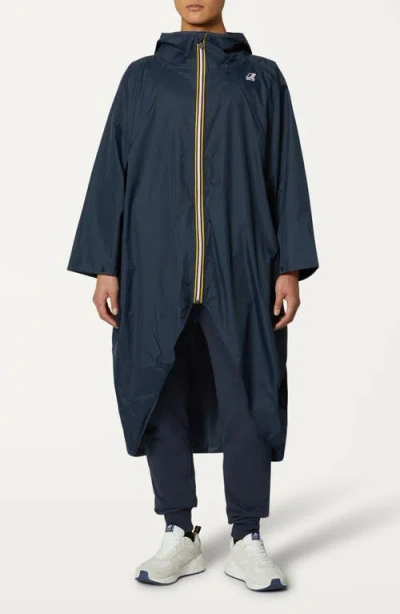 K-way Rennes Waterproof Packable Rain Poncho In Blue Depth