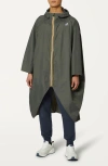 K-way Rennes Waterproof Packable Rain Poncho In Green Blackish