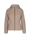 K-way Reversible Beige And White Insulated Jacket With Adjustable Hood In Brown