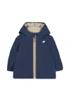 K-way Reversible Blue Down Jacket For Babykids With Logo In Blue
