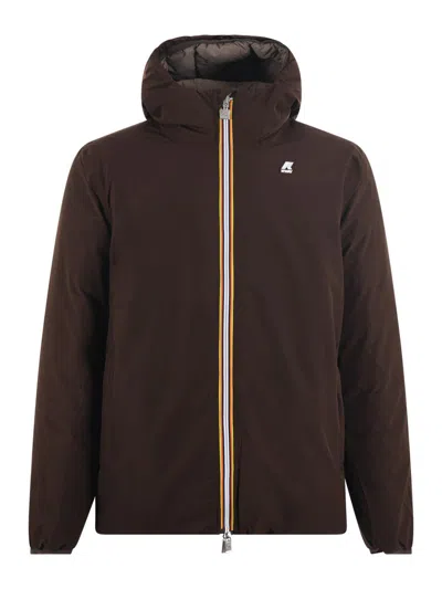 K-way Reversible  Down Jacket In Marrone/tortora