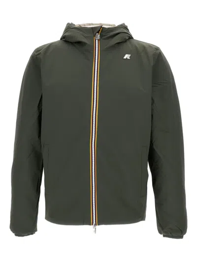 K-way Duck Down Padded Jack St Thermo Reversibile Jacket In Green