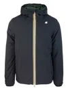 K-way Reversible Hooded Jacket With Padded Design And Striped Accents In Black