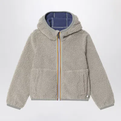 K-way Kids' Reversible Jack Fleece Sweatshirt In Green/cobalt Blue In Gray