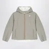 K-way Reversible Lily Warm Jacket In Green/gardenia White In Gray