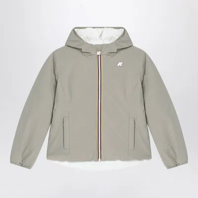K-way Reversible Lily Warm Jacket In Green/gardenia White In Gray
