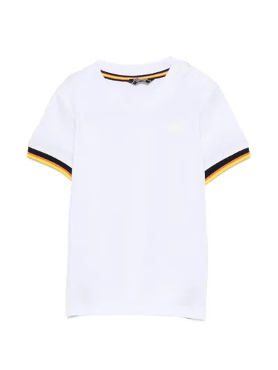 K-way Babies' Ribbed Crew-neck T-shirt In White