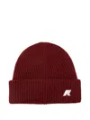 K-way Ribbed Logo Beanie In Burgundy