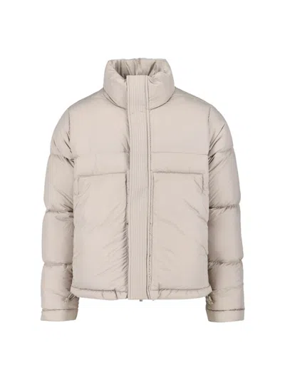 K-way Quilted Jacket With High Collar And Pockets In Neutral