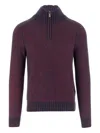 K-way Wool Blend Sweater With Zipper At The Neck In Brown