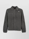 K-way Sherpa Fabric Collared Jacket Front Pockets In Gray