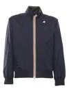 K-way Logo Printed Zipped Reversible Jacket In Blue