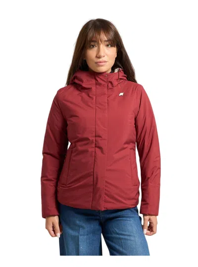 K-way Short Jacket Woman  Lil Soft Touch Marmotta K71324w-b2c Red Syrah-grey