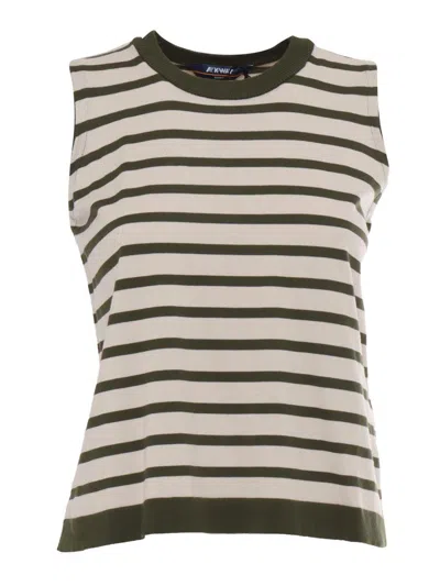 K-way Geri Striped Sleeveless Vest In Neutral