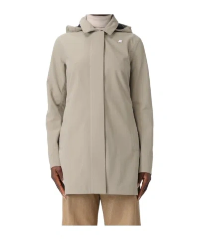 K-way Slit-detailed Hooded Coat In White