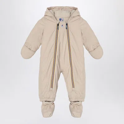 K-way Kids' Snotty Écru Nylon Overalls In Beige