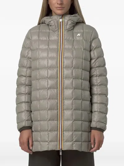 K-way Sophie Hooded Zip-up Coat In Gray
