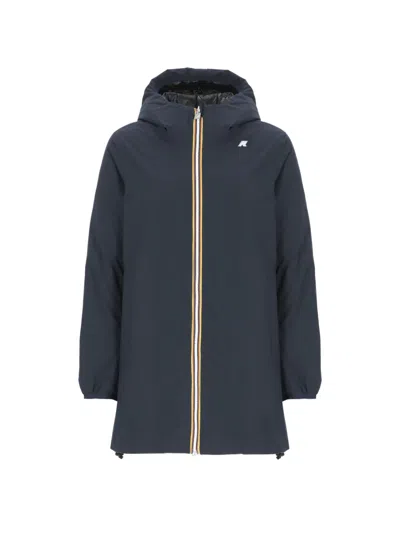 K-way Sophie Logo-print Reversible Coat In Blue