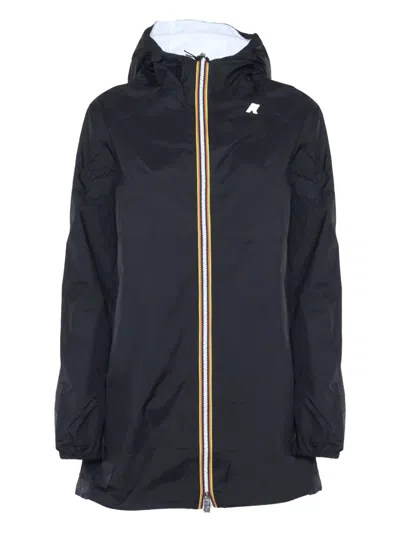 K-way Sophie Plus Hooded Zip-front Coat In Blue