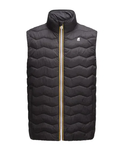 K-way Stripe-detail Chevron-quilt Gilet In Black
