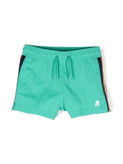 K-way Kids' Stripe-detailing Swim Shorts In Green