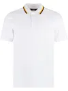 K-way K Way Stretch Pique Cotton Polo Shirt With Striped Collar In White