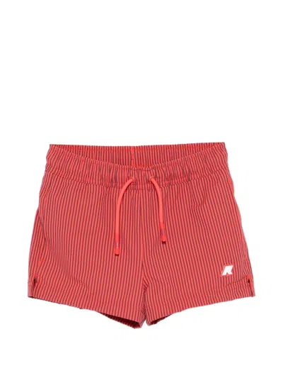 K-way Kids' Striped Swim Shorts In Red