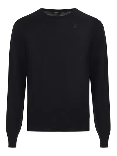 K-way Wool Crewneck Pull In Black Pure Nero