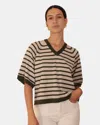 K-way T-shirt K Way Mod. Geri Stripes - B0e Beige Lt/green Lichen In Green