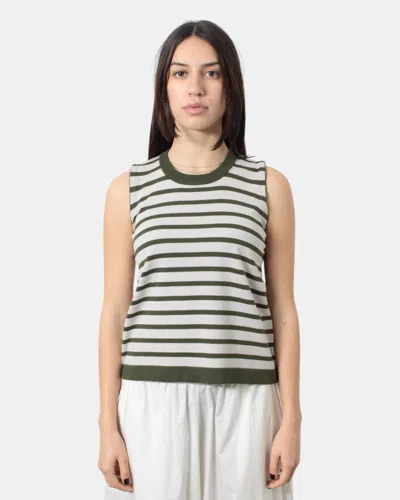 K-way T-shirt K Way Mod. Geri Stripes - B0e Beige Lt/green Lichen In Sand