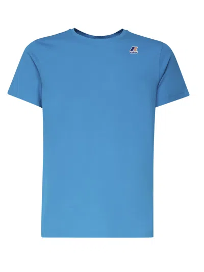 K-way T-shirt Logo In Cotton In Turquoise