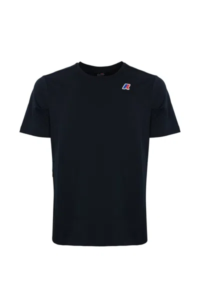 K-way T-shirt With Logo In Technical Fabric In Blue Depth