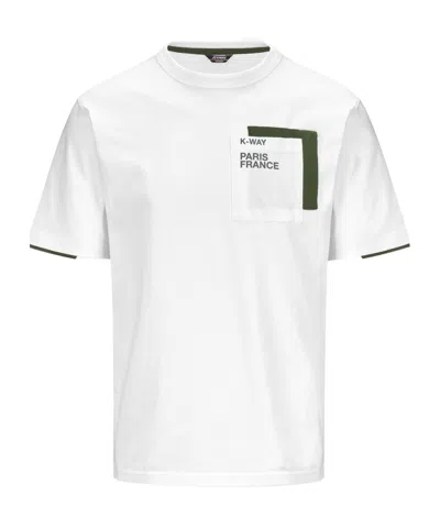 K-way T-shirt With Round Neck And Short Sleeves In White